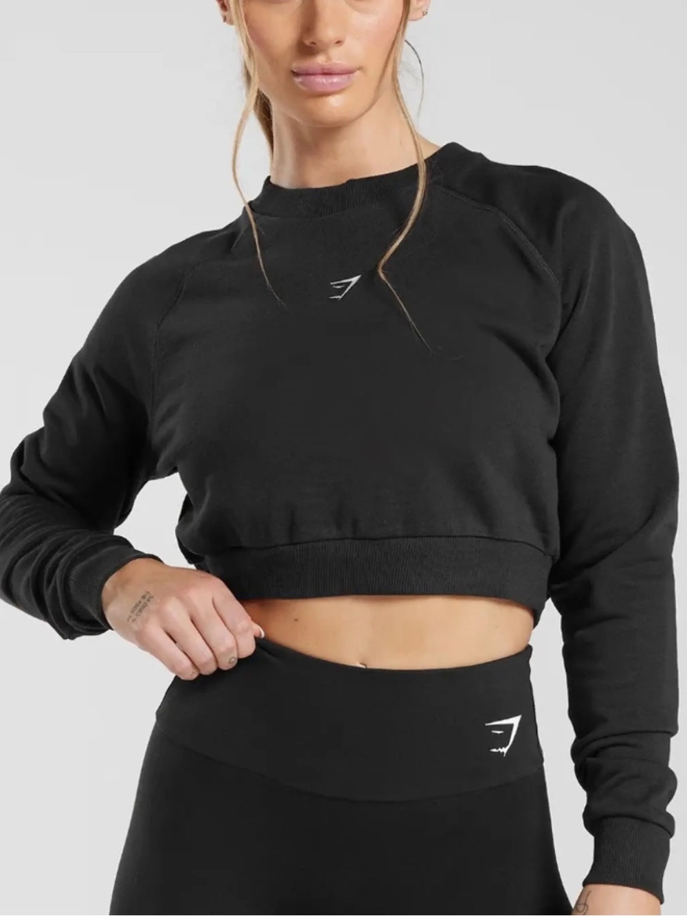 Gymshark Black Cropped Crew Sweatshirt